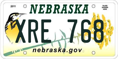 NE license plate XRE768