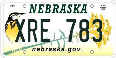 NE license plate XRE783