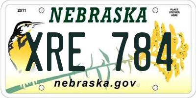 NE license plate XRE784