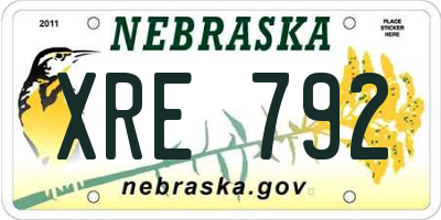 NE license plate XRE792