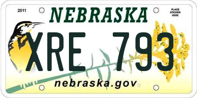 NE license plate XRE793