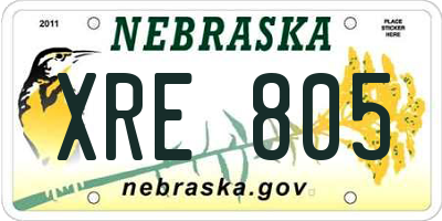 NE license plate XRE805