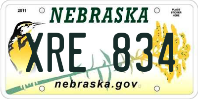 NE license plate XRE834