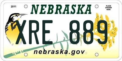 NE license plate XRE889