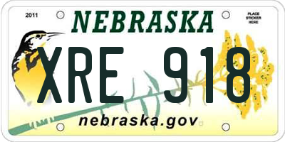 NE license plate XRE918