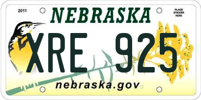 NE license plate XRE925