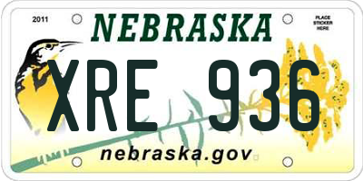 NE license plate XRE936