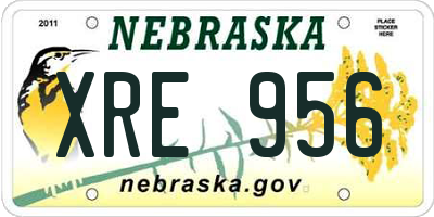 NE license plate XRE956