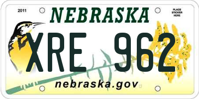 NE license plate XRE962