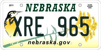 NE license plate XRE965