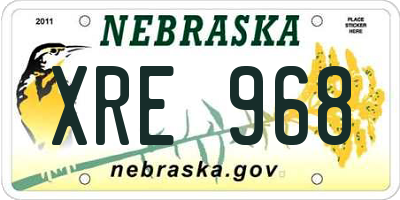 NE license plate XRE968