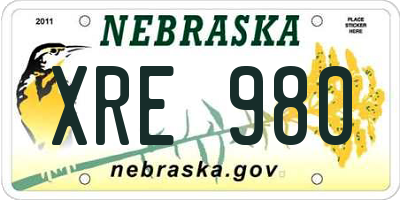 NE license plate XRE980