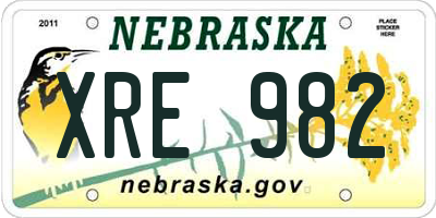 NE license plate XRE982