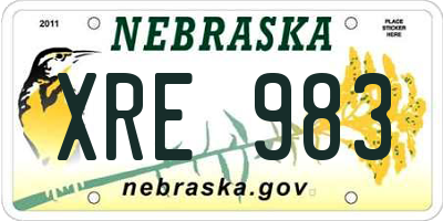 NE license plate XRE983