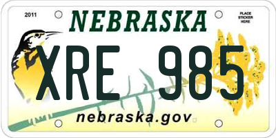 NE license plate XRE985