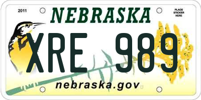 NE license plate XRE989