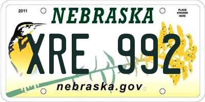 NE license plate XRE992