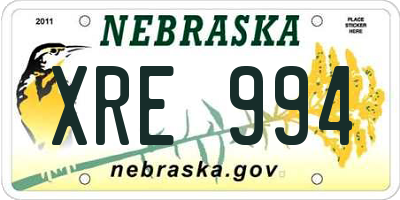 NE license plate XRE994
