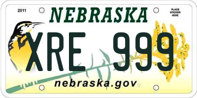 NE license plate XRE999