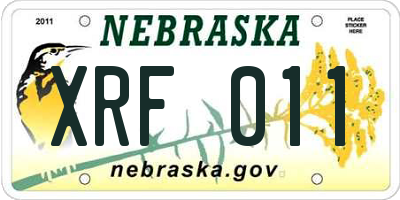 NE license plate XRF011