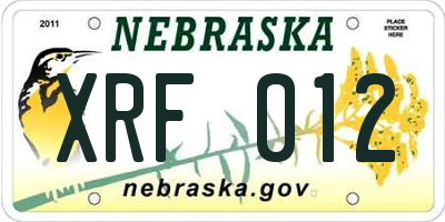 NE license plate XRF012