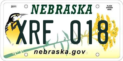 NE license plate XRF018