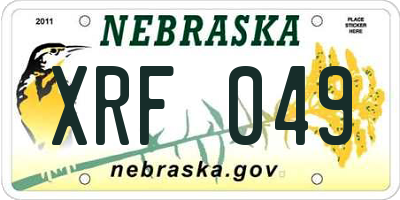 NE license plate XRF049