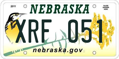NE license plate XRF051