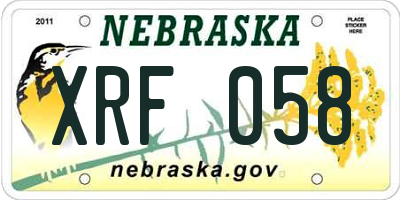 NE license plate XRF058
