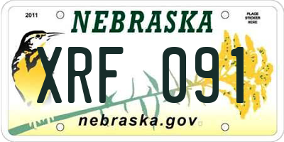 NE license plate XRF091