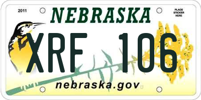 NE license plate XRF106
