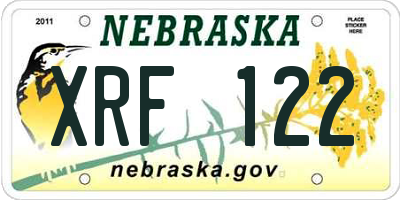 NE license plate XRF122