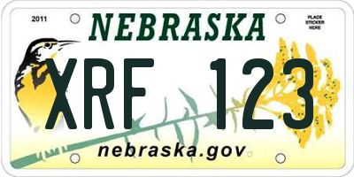 NE license plate XRF123