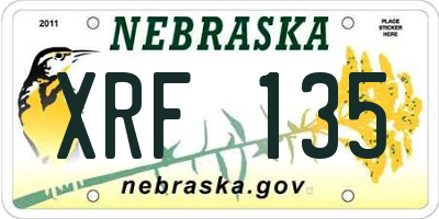NE license plate XRF135