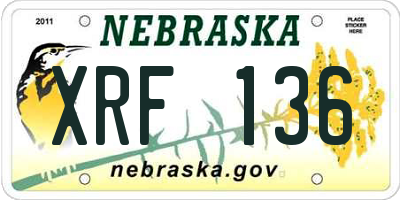 NE license plate XRF136