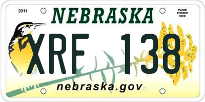 NE license plate XRF138