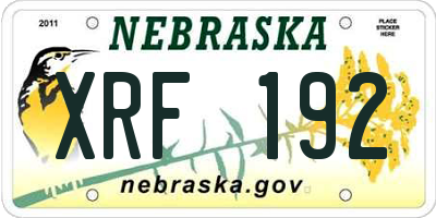 NE license plate XRF192