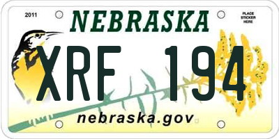 NE license plate XRF194