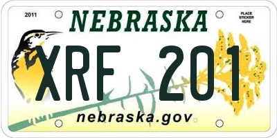 NE license plate XRF201