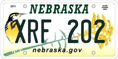 NE license plate XRF202
