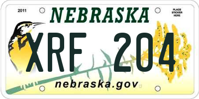 NE license plate XRF204