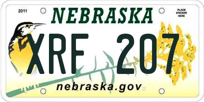 NE license plate XRF207