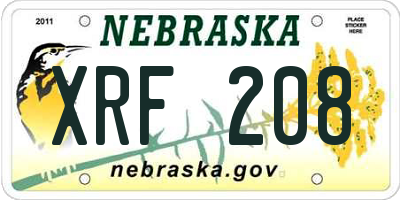 NE license plate XRF208
