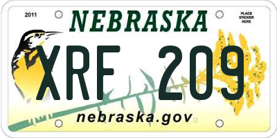 NE license plate XRF209