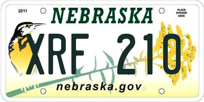 NE license plate XRF210