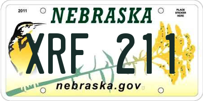 NE license plate XRF211