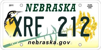 NE license plate XRF212