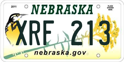 NE license plate XRF213