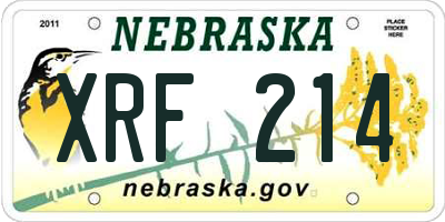 NE license plate XRF214