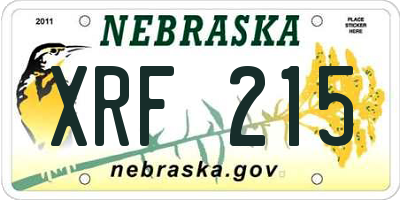 NE license plate XRF215